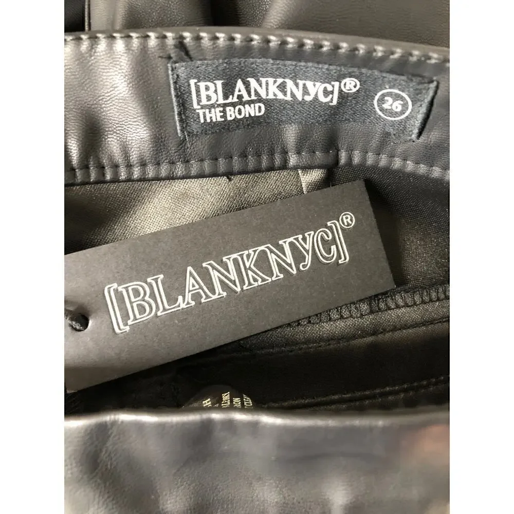 Blank NYC The Bond Vegan Leather Skinny Pants Mid Rise Carbon Black NWT Size 26